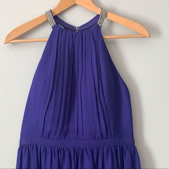 Minuet Halter Sheer Rhinestone Mini Dress - Picture 2 of 7